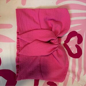 SHEIN Hot Pink Knot-Front High Waist Shorts